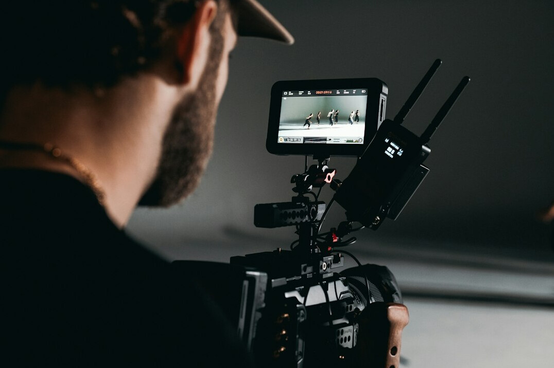 filmmaker reviewing footage